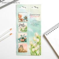 Магнитные закладки для книг в открытке &laquo;Дорогому учителю!&raquo;, 4 шт.