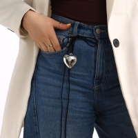 Портупея с кулоном &laquo;Сердечко&raquo; гладкое, трансформер, цвет серебро, 150 см