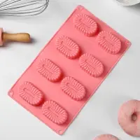 Форма для выпечки Доляна &laquo;Адель&raquo;, силикон, 28&times;16&times;2 см, 8 ячеек, красная