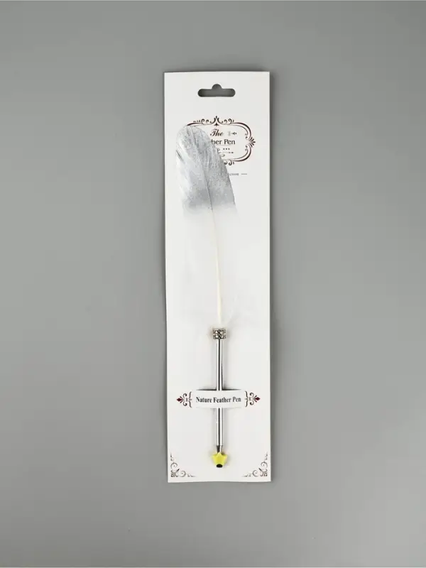 Перо белое с серебром (наконечник ручка), дл.25 см