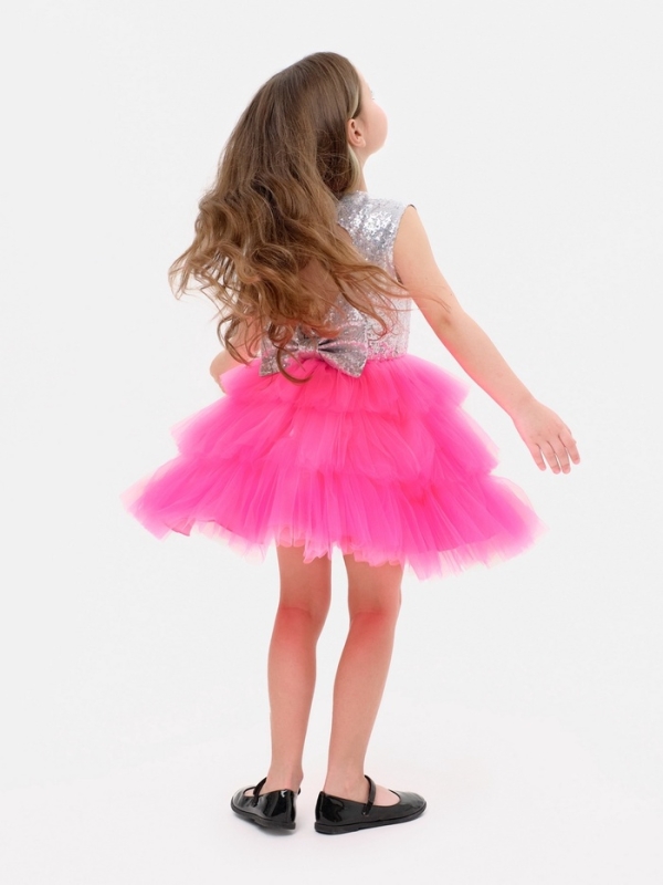 Платье детское с пайетками KAFTAN, размер 34 (122-128 см), ярко-розовый