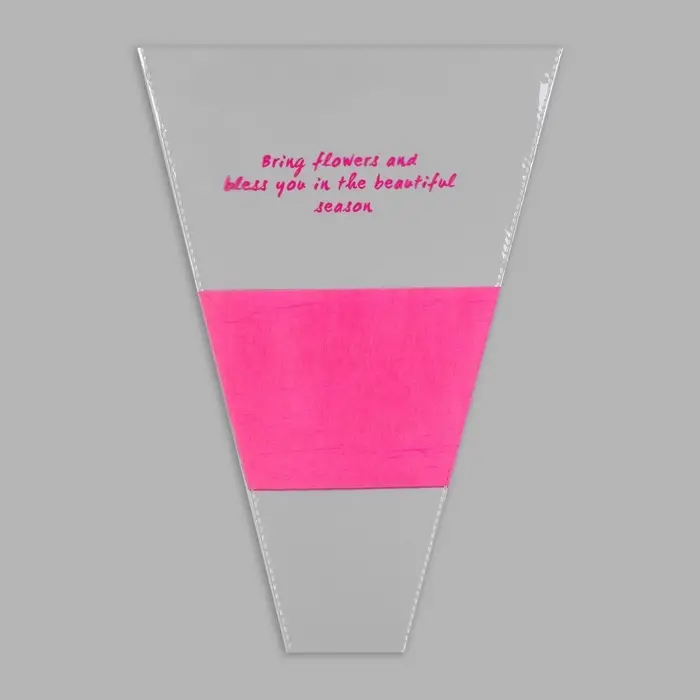 Пакет конус для цветов, с нетканым материалом, 26+7&times;37 см, фуксия
