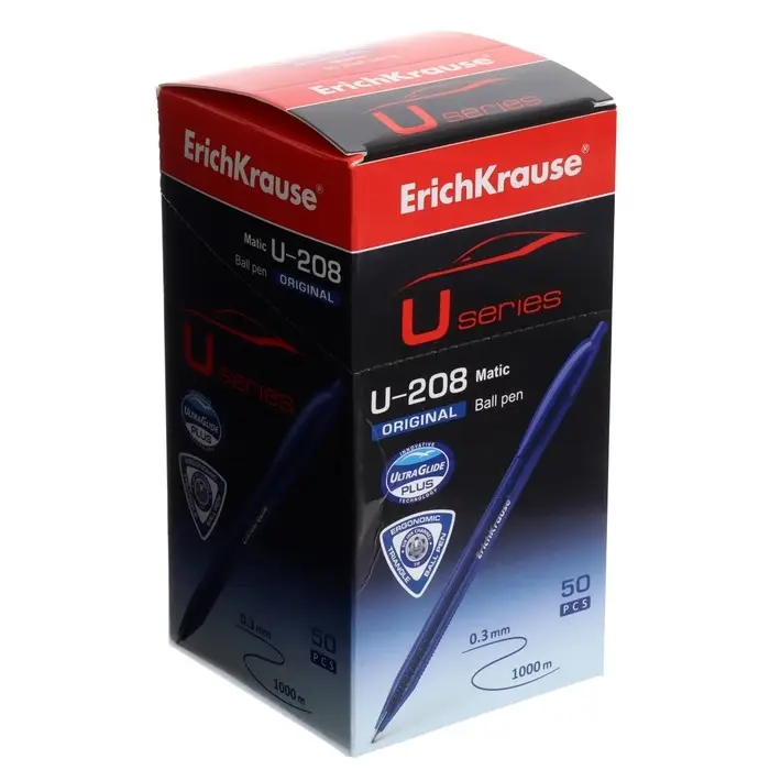Ручка шариковая автоматическая ErichKrause U-208 Original Matic, игольчатый узел 1,0 мм, чернила синие, ультра-мягкое письмо
