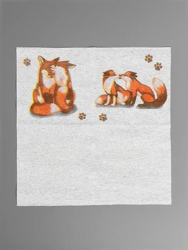 Салфетки бумажные Гармония цвета многоцветие "Лисички", 24*24 см 50 листов