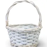 Корзина плетеная ива 28 х 20 х 11 см ручка 14 см, белый