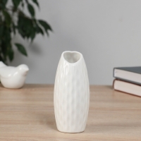 Ваза керамика настольная "Теган" бочка скос, 12,5х5 см, белый