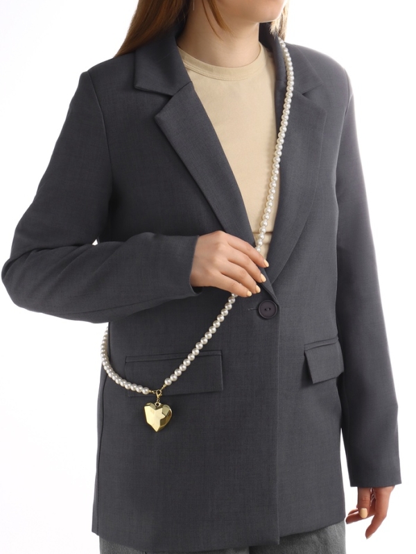 Портупея жемчужная с кулоном &laquo;Сердце&raquo;, 129 см, белая в золоте