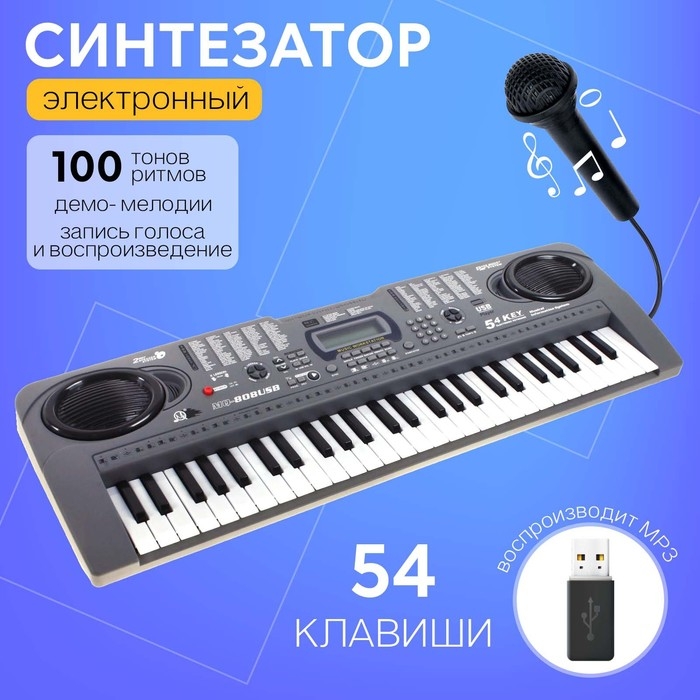 Синтезатор &laquo;Нотка&raquo;, 54 клавиши, работает от батареек и от сети, адаптер в комплект не входит