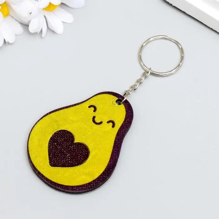 Брелок для ключей на кольце &laquo;Авокадо с косточкой-сердечком&raquo;, EVA, 5.1&times;6.5 см