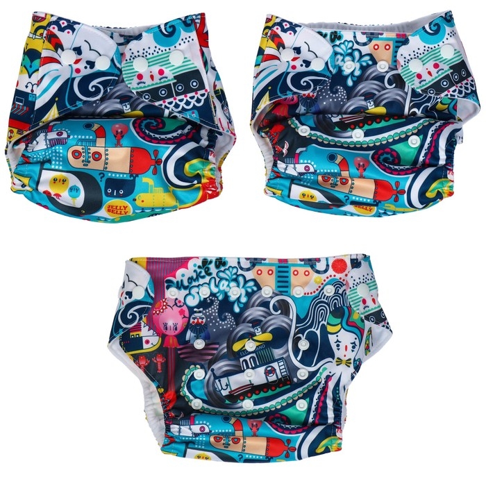 Трусики-подгузник, многоразовый «Океан» на кнопках (S,М,L), Крошка Я Трусики-подгузник, многоразовый «Океан» на кнопках (S,М,L), Крошка Я