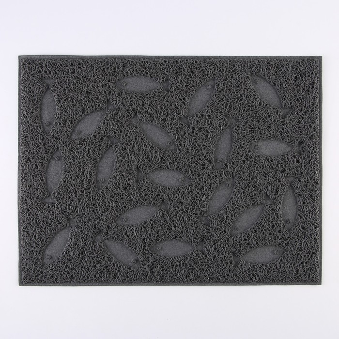 Коврик универсальный под миску и лоток &laquo;&lrm;Рыбки&raquo;&lrm;, 30х40 см, серый