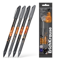 Набор ручек шариковых 4 штуки, ErichKrause, U-109 Stick&Grip, Happy Capy, узел 1.0 мм, резиновый держатель, синий Набор ручек шариковых 4 штуки, ErichKrause, U-109 Stick&Grip, Happy Capy, узел 1.0 мм, резиновый держатель, синий