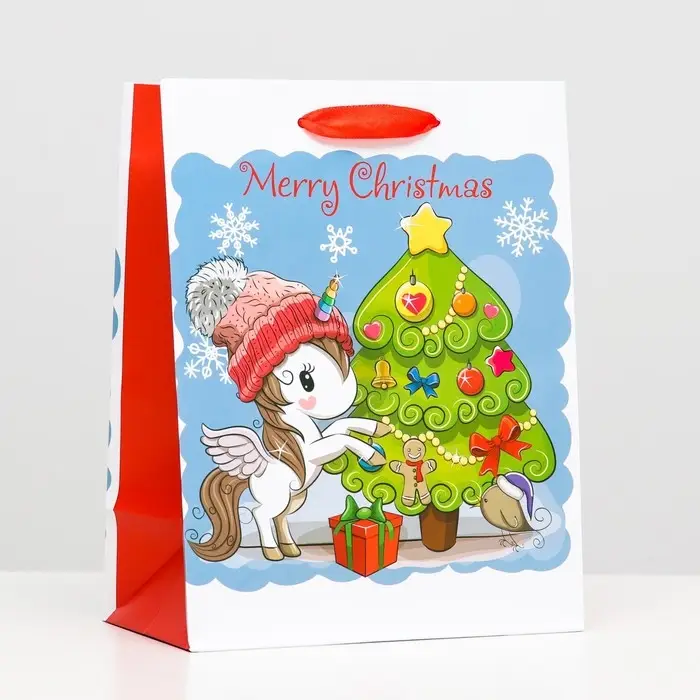 Пакет ламинированный "Новогодняя единорожка" 18 х 23 х 10