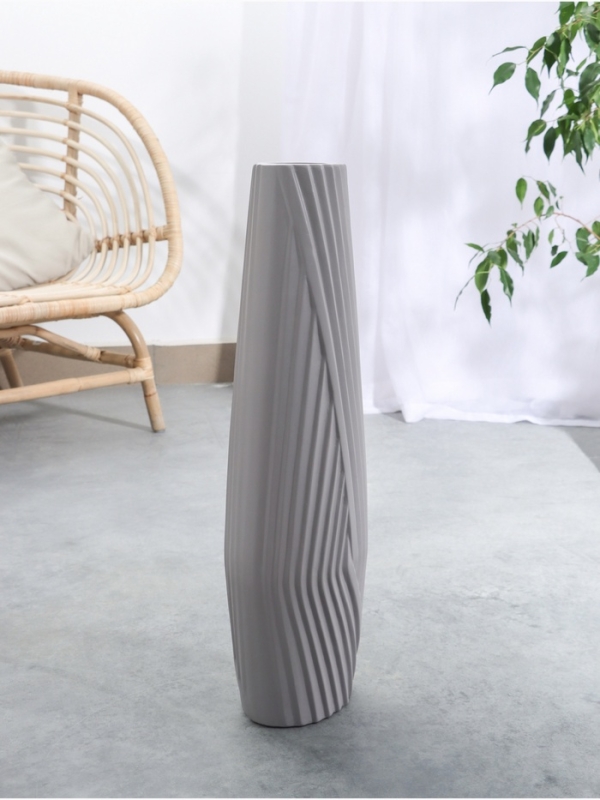 Ваза керамика напольная "Айко" 58х13 см, серый