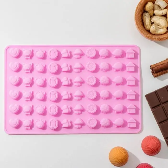 Форма для мармелада &laquo;Домик в лесу&raquo;, силикон, 21&times;13,7&times;1 см, 60 ячеек, цвет МИКС