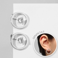 Серьги со стразами «Трансформер» 2в1, цвет белый в серебре Серьги со стразами «Трансформер» 2в1, цвет белый в серебре