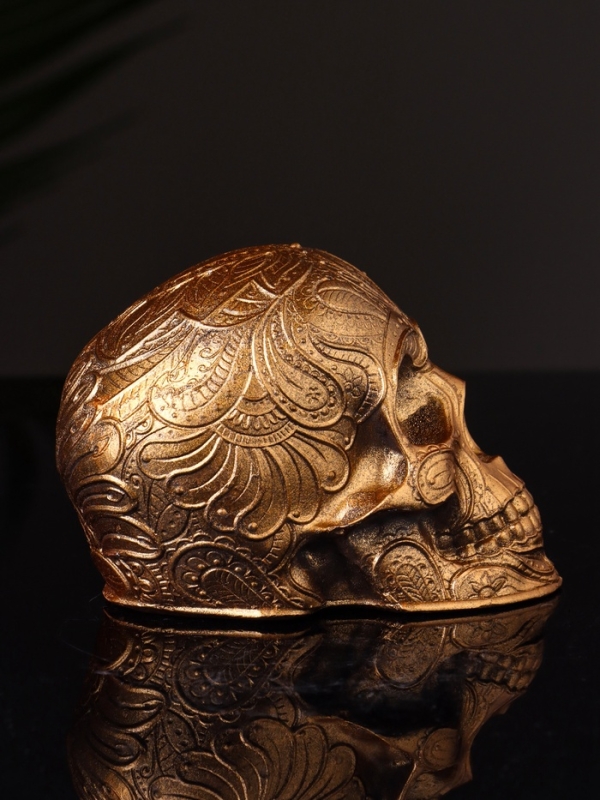 Фигура "Череп с орнаментом" 6х5х5 см, бронза