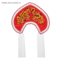 Кокошник &laquo;Хохлома принт&raquo;, красный атлас, ленты МИКС