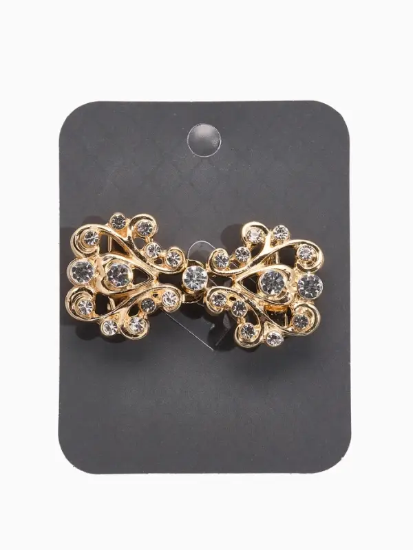 Зажим для кардигана "Ажур", завитки, цвет белый в золоте