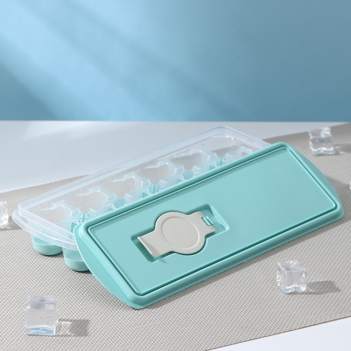 Форма для льда с крышкой и клапаном &laquo;Капля&raquo;, 25&times;8,5&times;4 см, цвет аквамарин