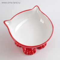 Миска керамическая "Киса" на подставке-лапках 200 мл, 13 х 12 х 8 см, красная
