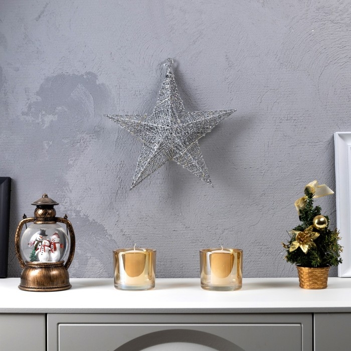 Светодиодная фигура &laquo;Серебристая звезда&raquo; 30.5 см, металл, батарейки ААх2 (не в комплекте), свечение белое