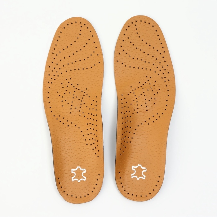 Стельки для обуви, амортизирующие, дышащие, с жёстким супинатором, р-р RU 44 (р-р Пр-ля 44), 28 см, пара, цвет коричневый