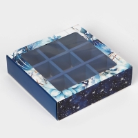 Новый год. Коробка под 9 конфет "Мир полон чудес", 13,8 х 13,8 х 3,8 , кондитерская упаковка Новый год. Коробка под 9 конфет "Мир полон чудес", 13,8 х 13,8 х 3,8 , кондитерская упаковка