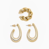 Набор серьги и каффы 3 шт &laquo;Косичка&raquo; капли, цвет золото
