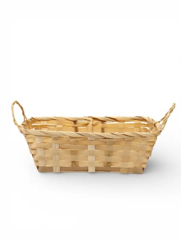 Корзина плетеная 24 х 20 х 8 см,боковые ручки, натуральный квадрат