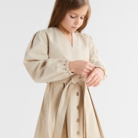 Платье для девочки MINAKU: Jeans collection, цвет бежевый, рост 140 см Платье для девочки MINAKU: Jeans collection, цвет бежевый, рост 140 см