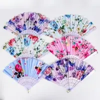 Веер пластик, текстиль "Цветочный" МИКС 23 см