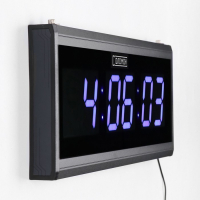 Часы электронные настенные, 19 х 3 х 48 см, синие цифры Часы электронные настенные, 19 х 3 х 48 см, синие цифры