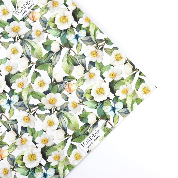 Бумага упаковочная двухсторонняя крафтовая &laquo;Цветочная&raquo;, 70 х 100 см