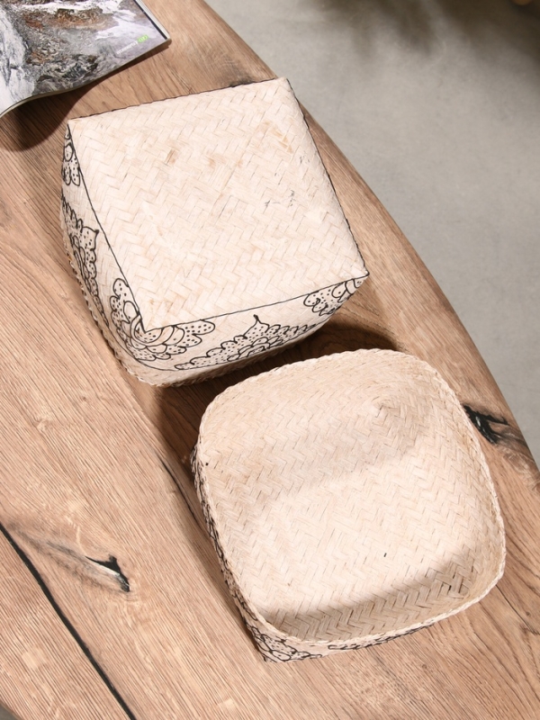 Корзинка плетеная "Бонтанг" бамбук 19х19х14 см, светлая