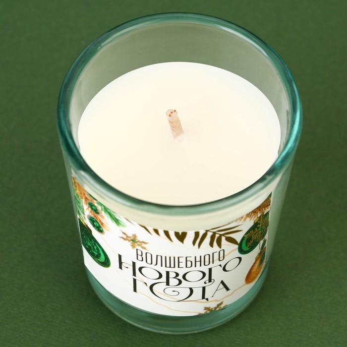 Свечи в стакане с аромадиффузором новогодние &laquo;Волшебного Нового года&raquo;, набор, свечи 2 шт., аромадиффузор 1 шт., аромат белая ель