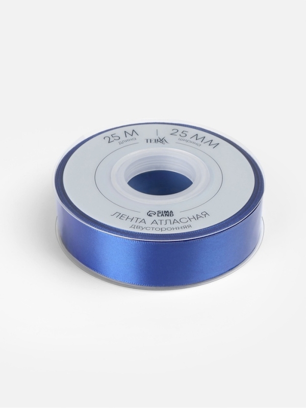 Лента атласная двухсторонняя №0329 25мм*25±1м синий TR Лента атласная двухсторонняя №0329 25мм*25±1м синий TR
