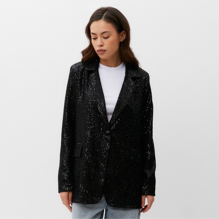 Пиджак женский с пайетками MIST р. 46, черный Пиджак женский с пайетками MIST р. 46, черный