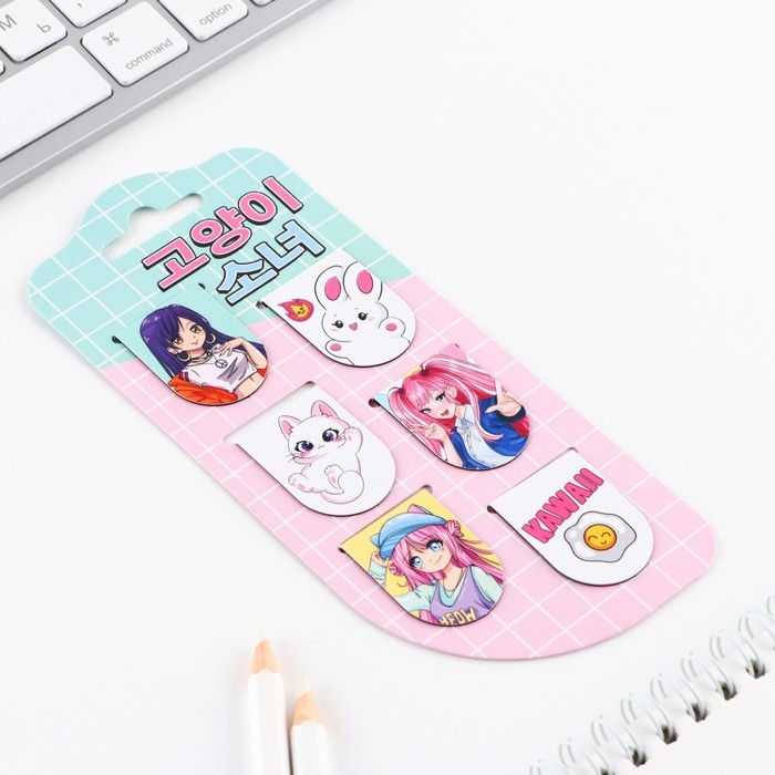 Закладки магнитные для книг, 6 шт &laquo;Аниме&raquo;