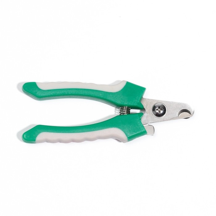 Когтерез боковой малый с нескользящими ручками, отверстие 9 мм, зелёный с серым