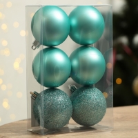 Шары ёлочные новогодние &laquo;Тепла и уюта!&raquo;, на Новый год, пластик, d=6, 6 шт., цвет голубой с белым