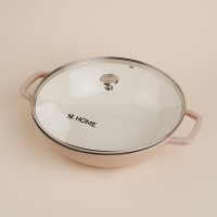 Сковорода-Вок чугунная с эмалированным покрытием SL Home, d=31 см, h=8,5 см, индукция, цвет бежевый