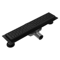 Трап ZEIN engr, c флaнцeм свободного вращ 360&deg;, 7*40 см, d=40/50 мм, нерж сталь, черный