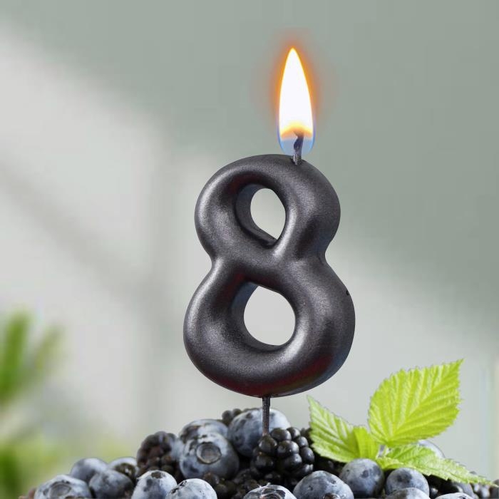 Свеча в торт "Мокрый асфальт", цифра 8