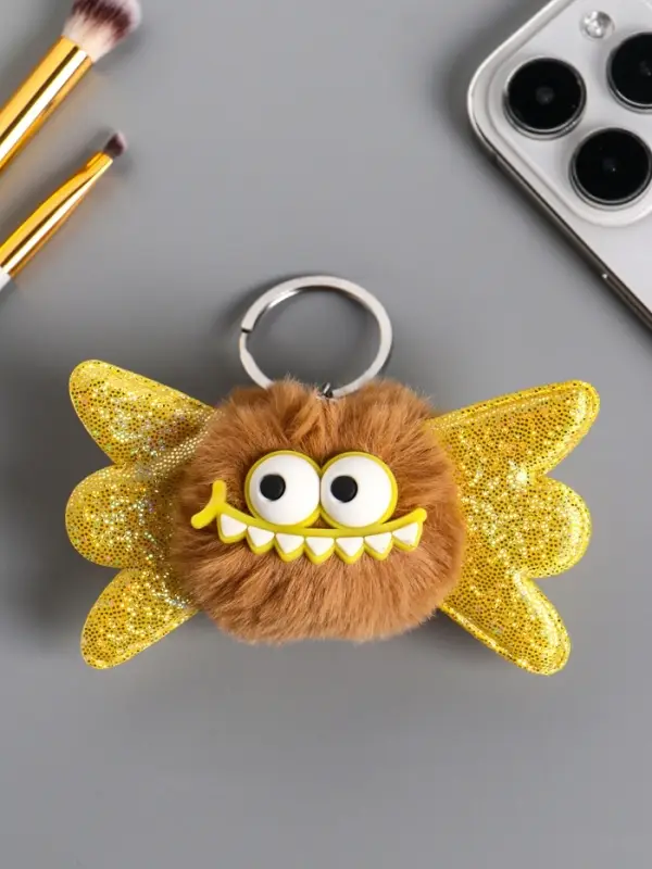 Пушистик на кольце "Муха" беж 9х10х5 см