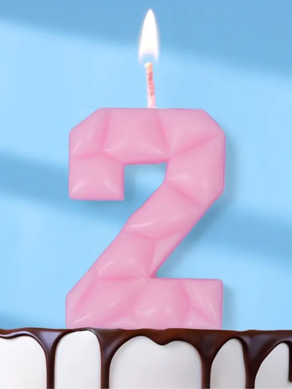 Свеча для торта &laquo;Цифра 2&raquo;, светло-розовая