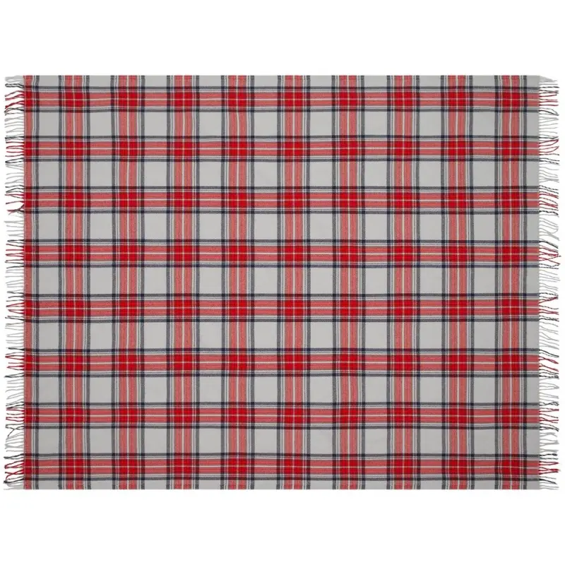 Плед &laquo;Валдай&raquo;, бежевый с красным и синим