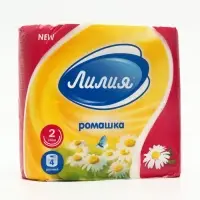 Туалетная бумага &laquo;Лилия&raquo; Ромашка, 2 слоя, 4 рулона, белый цвет