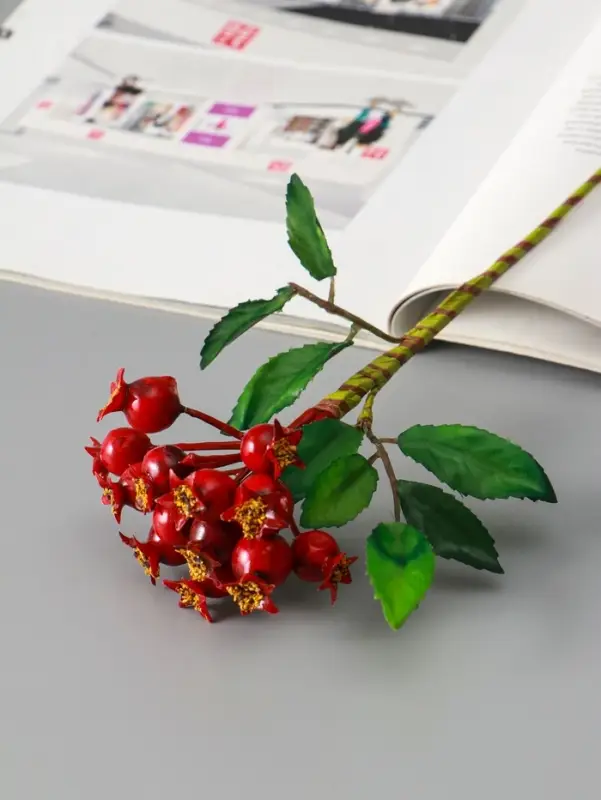 Цветы искусственные "Шиповника пучок" 23 см, красный