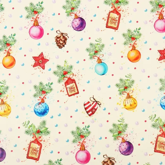 Бумага упаковочная новогодняя глянцевая &laquo;Шарики&raquo;, 50&times;70 см